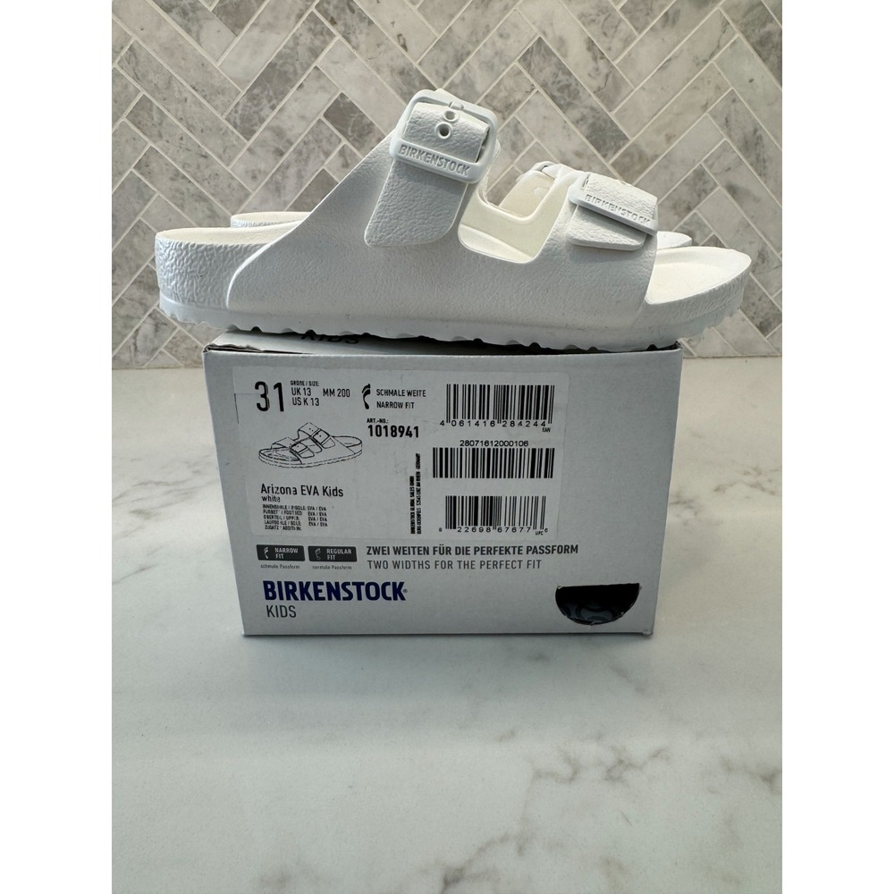 Birkenstock Arizona EVA Sandals Kids Youth Size 13 31 White Double Strap Slides